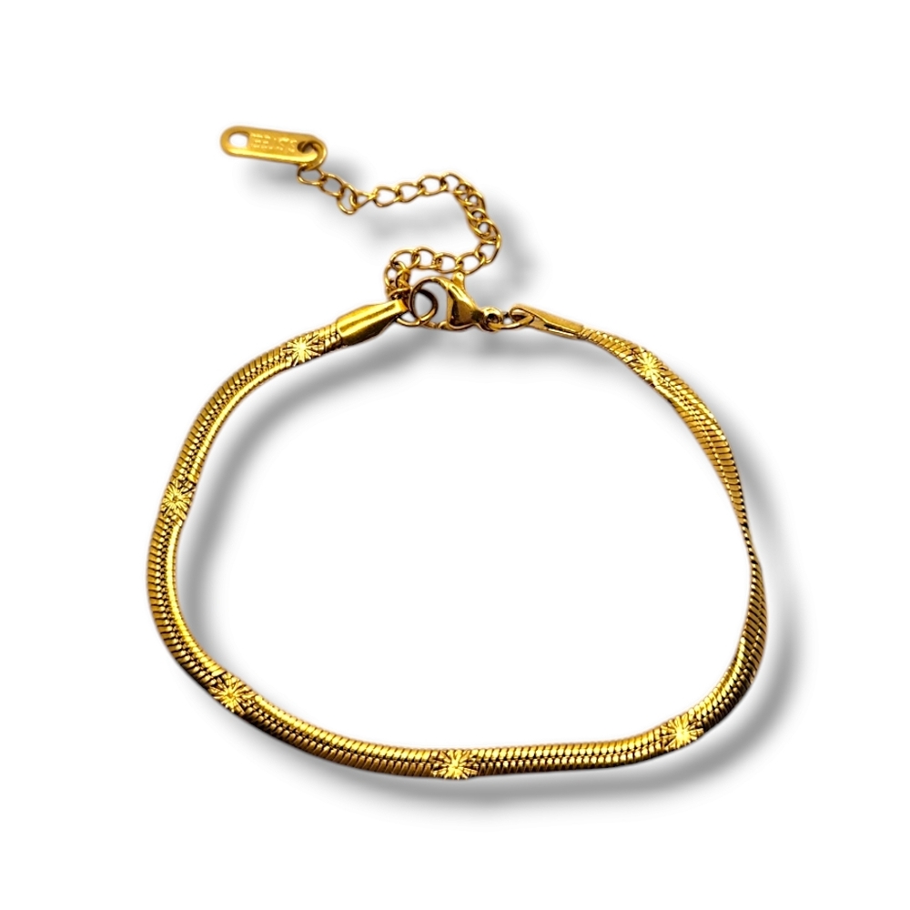 Gold Stainless Steel Herringbone chain bracelet
